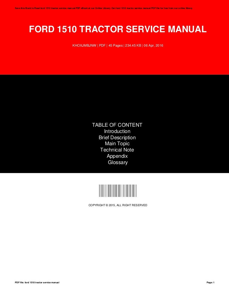 Ford 1510 tractor service manual