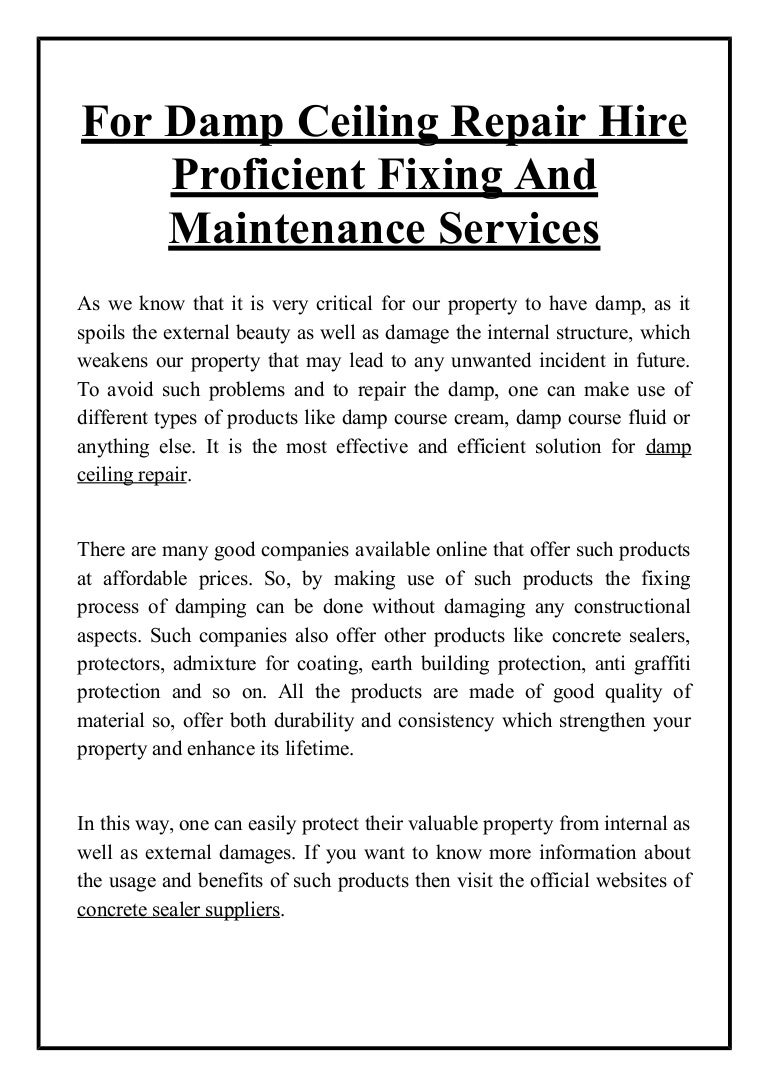 For Damp Ceiling Repair Hire Proficient Fixing And Maintenance Servic