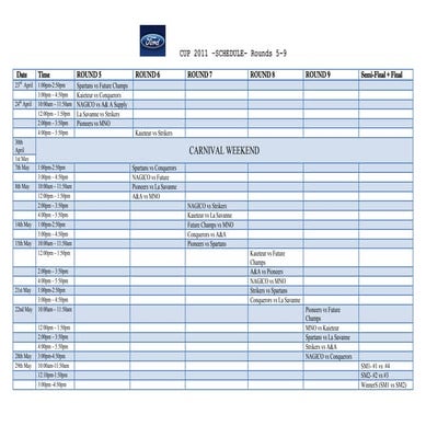 Ford cup 2011  schedule-5-9