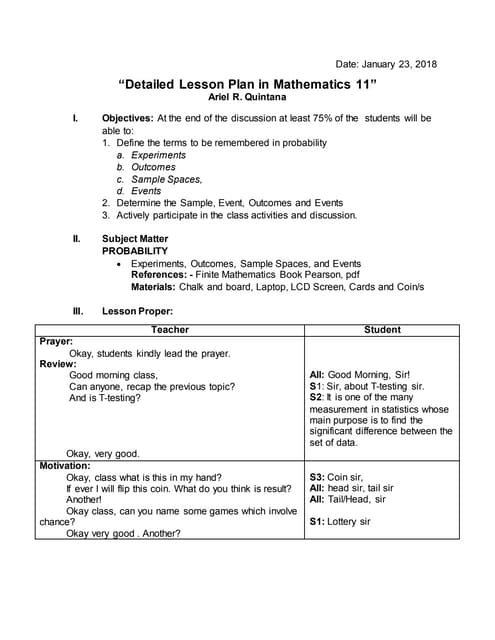 Detailed lesson plan in mathematics 7 (circles) | PDF