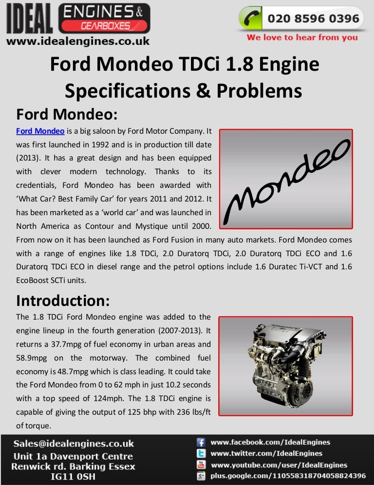 Ford Mondeo 1 8 Tdci Engine Specifications U0026 Problems