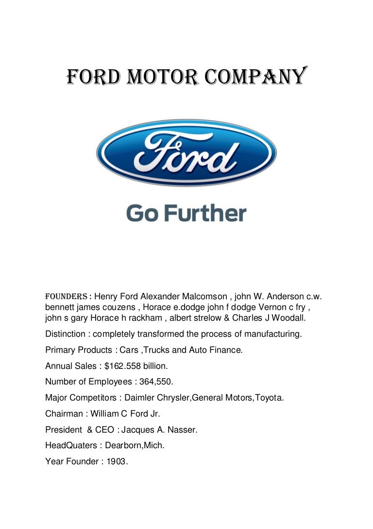 Contact Information For Ford Motor Company