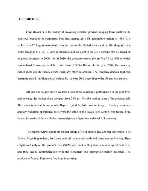 Strategy Management of Ford Motor Company.