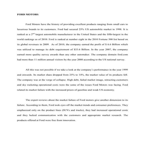 Case study on Ford Motors