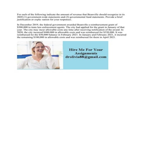 For each of the following indicate the amount of revenue that Beanvill.pdf