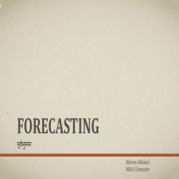 Forecasting - Operation Management
