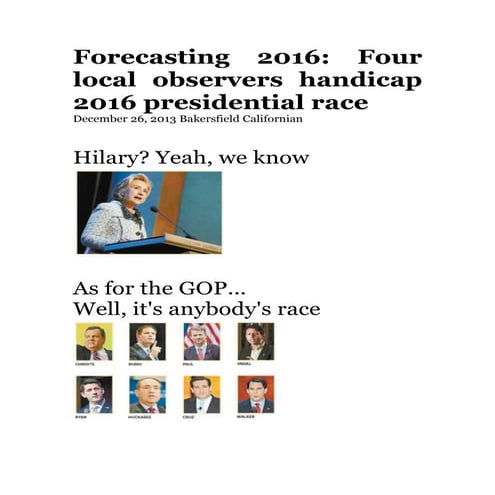 Forecasting 2016 Presidential Race - The Bakersfield Californian