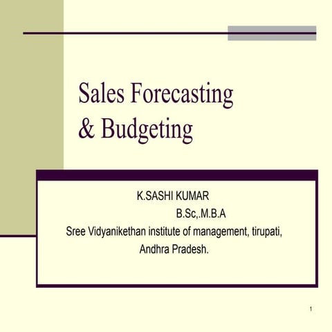 Forecasting and budgeting