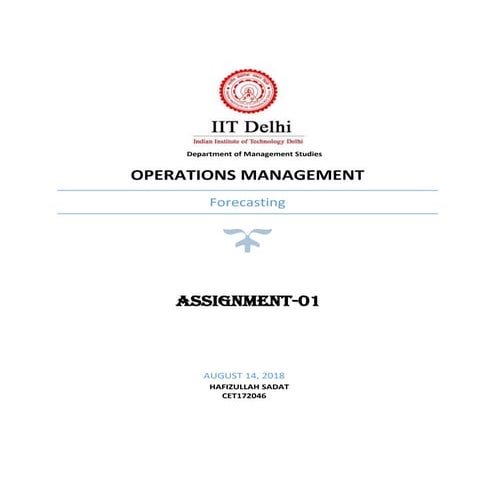 Forecasting, Assignment 