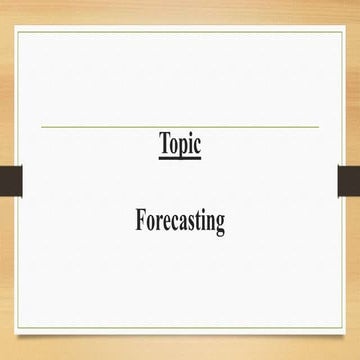 Forecasting by saniah saleem rao