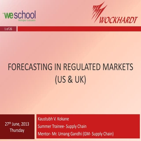 Forecasting @ Wockhardt