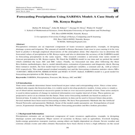 Forecasting precipitation using sarima model