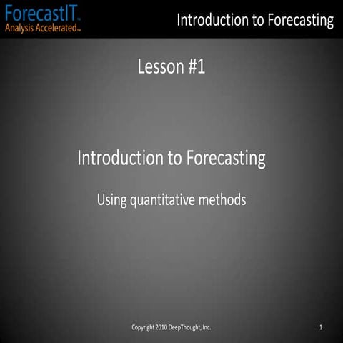 ForecastIT 1. Introduction to Forecasting