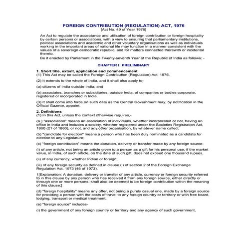 Foreign Contribution Regulation Act (FCRA)1976.pptx