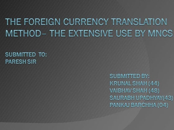 Foreign currency transilition