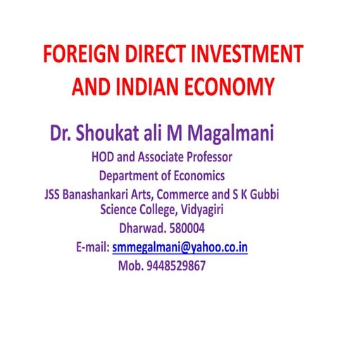 Foreign Direct Investment and Indian Economy ppt