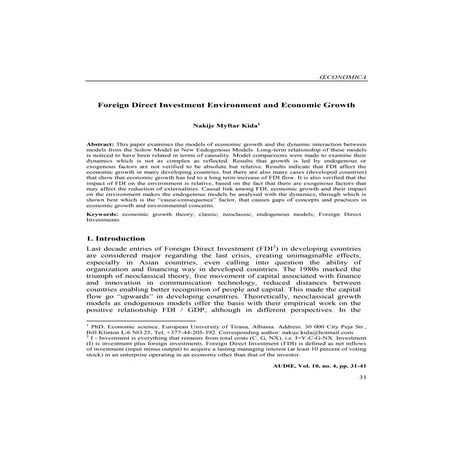 Growth impact and determinants of Foreign Direct Investment | PDF