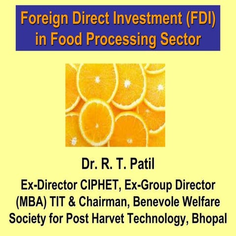 Foreign direct investment (fdi) in food processing sector