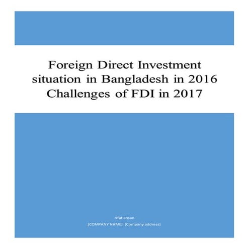 Foreign direct investment situation in Bangladesh
