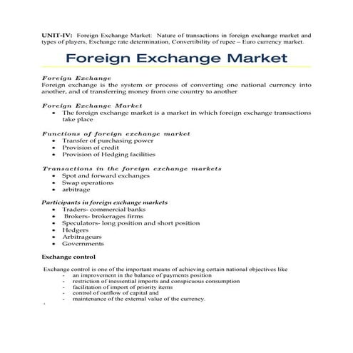 Foreign Exchange Market