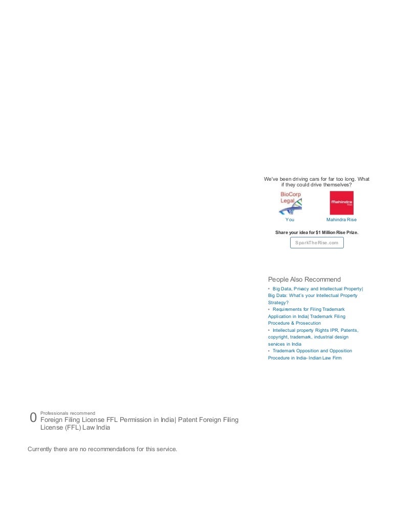 Foreign Filing License Ffl Permission In India Patent Foreign Filing