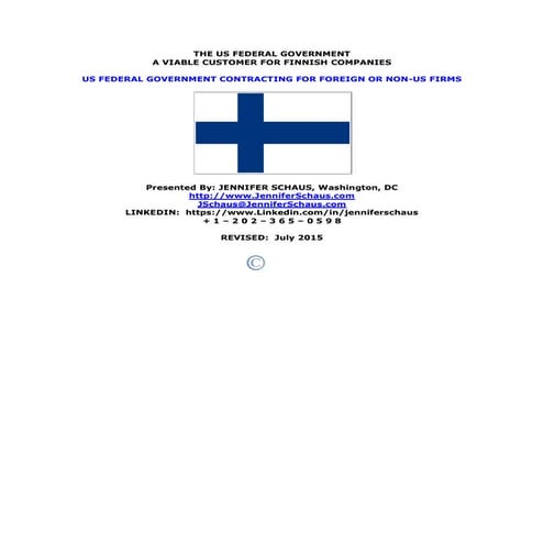 THE US FEDERAL GOVERNMENT:  A VIABLE CUSTOMER FOR FINNISH COMPANIES