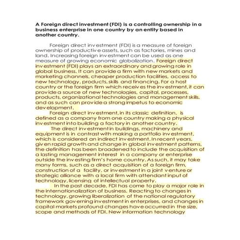 Foreign investment inflows in pakistan