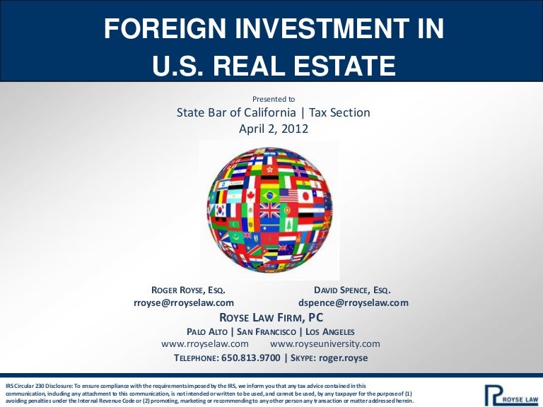 Foreign investment in U.S. real estate.