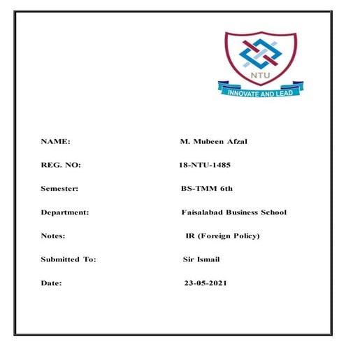 Foreign Policy of Pakistan