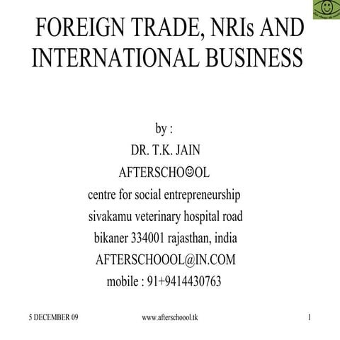 Foreign Trade, Nr Is And International Business