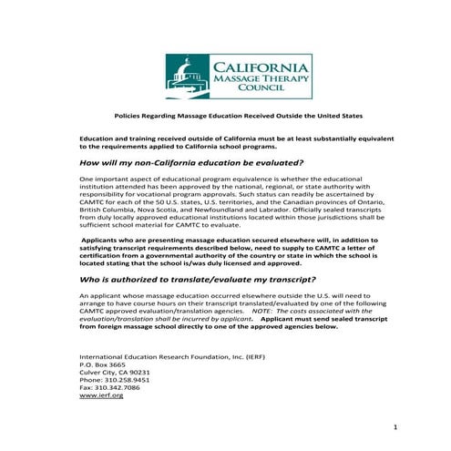 California Massage Therapy Council Application for Massage School ...
