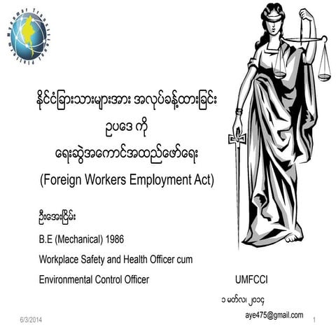 Foreign workers employment act aye nyein