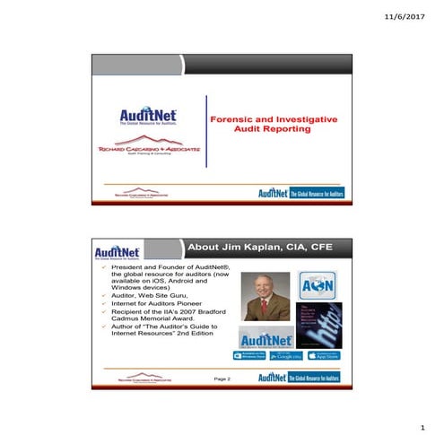 Forensic and investigating audit reporting