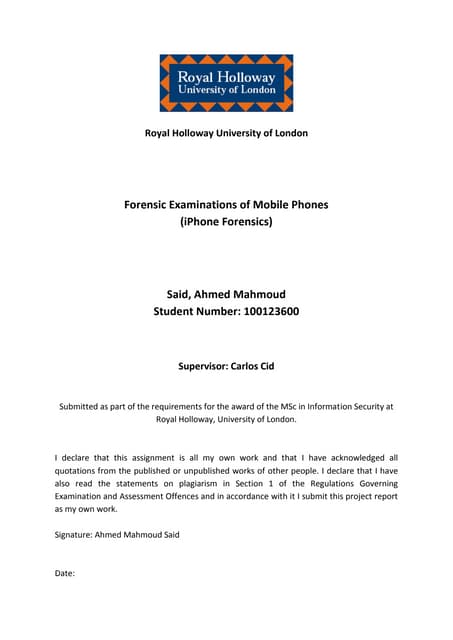 Forensic Examinations of Mobile Phones (iPhone Forensics)