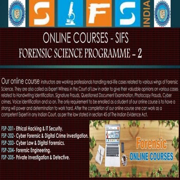 Accredited Forensic Courses online. Register Now