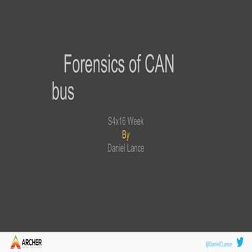 Forensics of CAN Bus