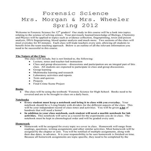 Forensics syllabus
