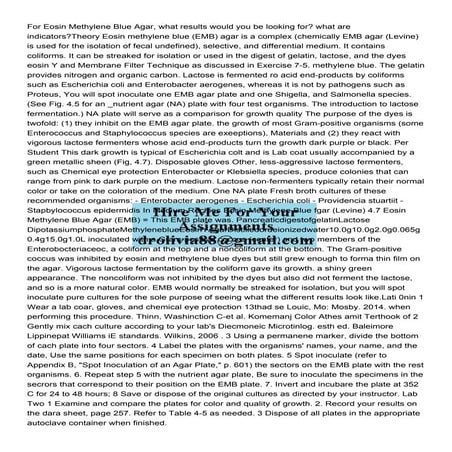 For Eosin Methylene Blue Agar what results would you be loo.pdf