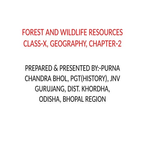 Forest and Wildlife Resources Class - 10th | PPTX