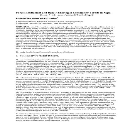 Forest entitlement and benefit sharing in community forests in nepal final.1
