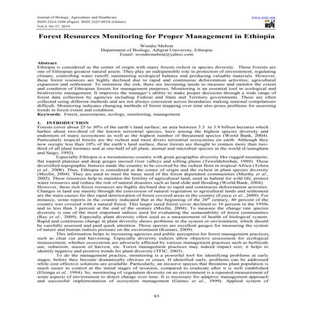 Forest resources monitoring for proper management in ethiopia