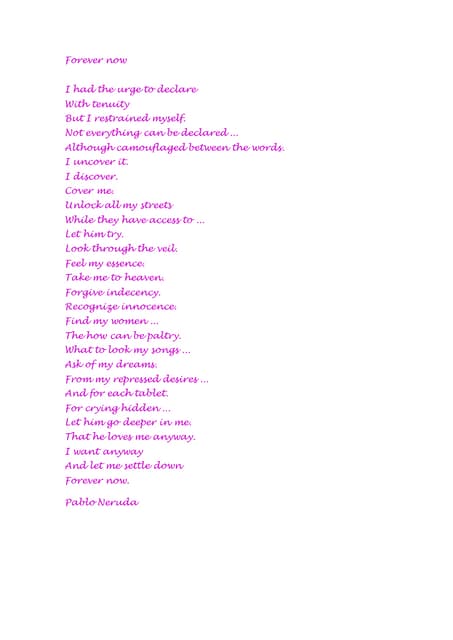 Forever Now   Pablo Neruda