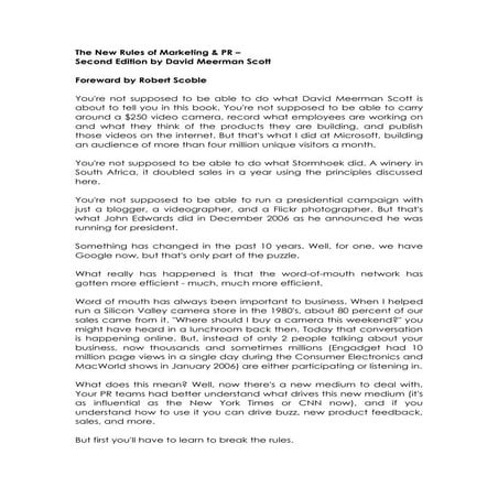 Foreword The New Rules of Marketing & PR