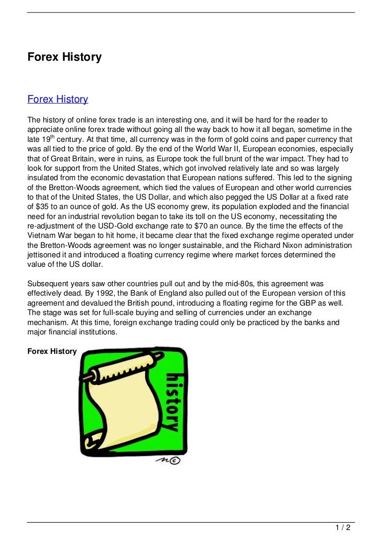 history of the forex market how it all began