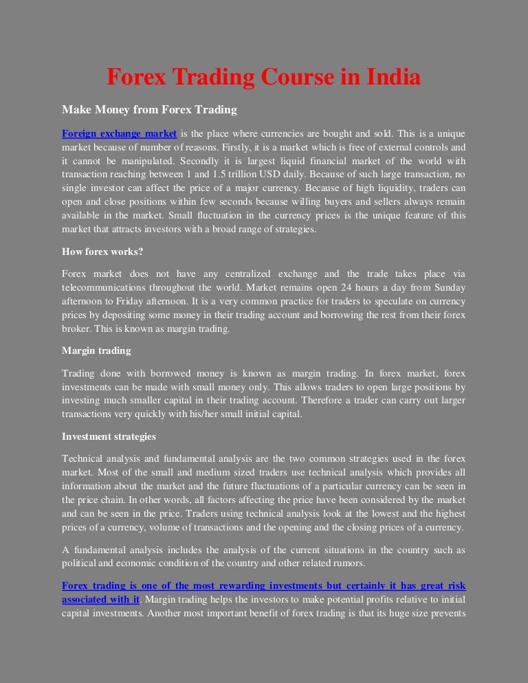forex training courses in india