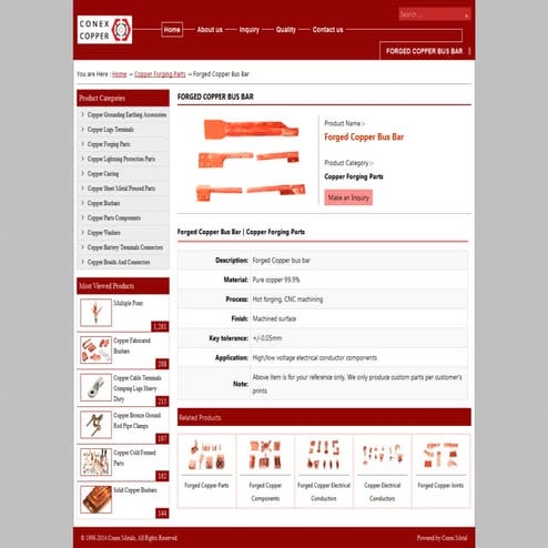 Forged copper bus bar