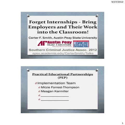 Forget Internships - Bring Employers and Their Work into the Classroom!