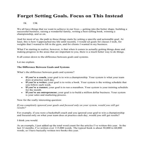 Forget setting goals