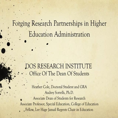Forging Research Partnerships in Higher Education Administration