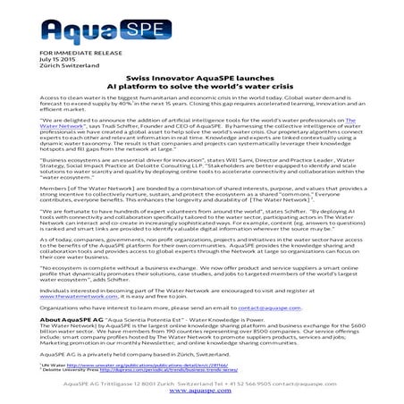 The Water Network by AquaSPE AG | PDF